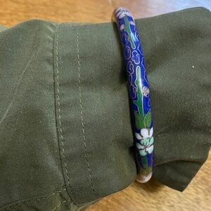 Blue Floral Cloisonné Bangle Enamel Bracelet